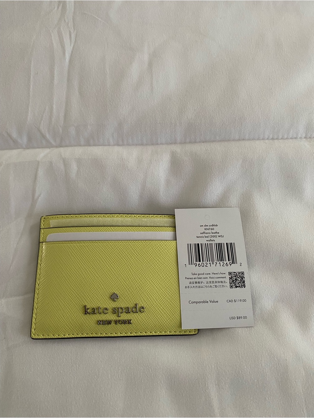 kate spade lemon yellow Saffiano card case - Picture 3 of 3